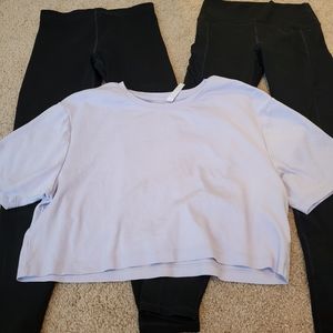 2 fabletics leggings and cropped tee